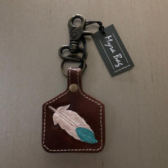 Myra Bag Accessories Myra Bag Azure Quill Leather Keychain Nwt